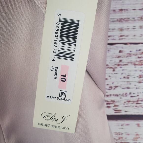 Eliza J One Shoulder Satin Sheath Dress 10 Dusty Rose Glam Event Lux Wedding NWT - Picture 11 of 16